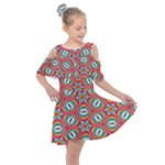 Hexagons and stars pattern                                                             Kids  Shoulder Cutout Chiffon Dress