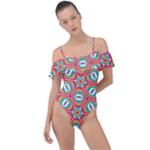 Hexagons and stars pattern                                                               Frill Detail One Piece Swimsuit