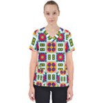Shapes in shapes 2                                                                  Women s V-Neck Scrub Top