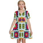 Shapes in shapes 2                                                        Kids  Short Sleeve Tiered Mini Dress