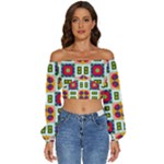 Shapes in shapes 2                                                        Long Sleeve Crinkled Weave Crop Top