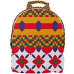 Red flowers and colorful squares                                                                  Mini Full Print Backpack