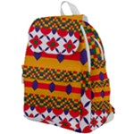 Red flowers and colorful squares                                                               Top Flap Backpack