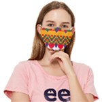 Red flowers and colorful squares                                                              Fitted Cloth Face Mask (Adult)