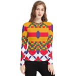 Red flowers and colorful squares                                                                  Men s Long Sleeve Rash Guard