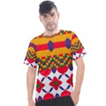 Red flowers and colorful squares                                                                Men s Sport Top