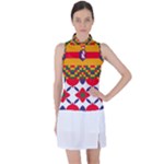 Red flowers and colorful squares                                                                 Women’s Sleeveless Polo