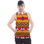 Red flowers and colorful squares                                                                Men s Sleeveless Hoodie