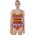 Red flowers and colorful squares                                                                 Sweetheart Tankini Set