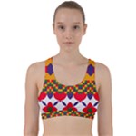 Red flowers and colorful squares                                                                     Back Weave Sports Bra