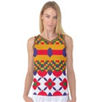 Red flowers and colorful squares                                                                  Women s Basketball Tank Top