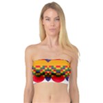 Red flowers and colorful squares                                                                 Bandeau Top