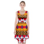Red flowers and colorful squares                                                                      Racerback Midi Dress