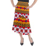Red flowers and colorful squares                                                                      Midi Mermaid Skirt