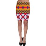 Red flowers and colorful squares                                                                  Bodycon Skirt