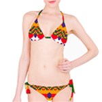 Red flowers and colorful squares                                                                  Bikini set