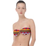 Red flowers and colorful squares                                                                Classic Bandeau Bikini Top