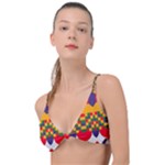 Red flowers and colorful squares                                                                 Knot Up Bikini Top