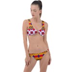 Red flowers and colorful squares                                                                  Ring Detail Crop Bikini Set