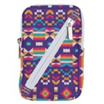 Pastel shapes rows on a purple background                                                                Belt Pouch Bag (Large)