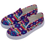 Pastel shapes rows on a purple background                                                                  Kids  Canvas Slip Ons