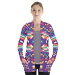 Pastel shapes rows on a purple background                                                                  Women s Open Front Pockets Cardigan