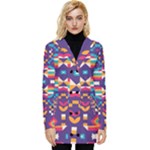 Pastel shapes rows on a purple background                                                               Button Up Hooded Coat