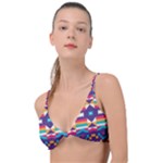 Pastel shapes rows on a purple background                                                                  Knot Up Bikini Top