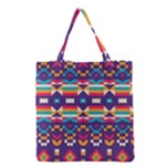 Pastel shapes rows on a purple background                                                                   Grocery Tote Bag