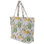 Flowers on a white background pattern                                                                Zip Up Canvas Bag