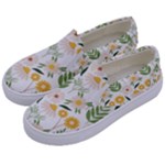 Flowers on a white background pattern                                                                   Kids  Canvas Slip Ons