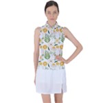 Flowers on a white background pattern                                                                   Women’s Sleeveless Polo