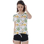 Flowers on a white background pattern           Short Sleeve Foldover Tee