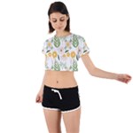 Flowers on a white background pattern                                                                    Tie Back Short Sleeve Crop Tee