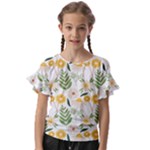 Flowers on a white background pattern                                                        Kids  Cut Out Flutter Sleeves