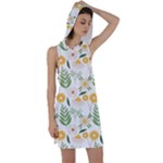 Flowers on a white background pattern                                                                     Racer Back Hoodie Dress
