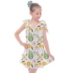 Flowers on a white background pattern                                                                Kids  Tie Up Tunic Dress