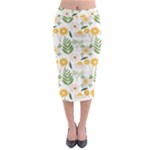 Flowers on a white background pattern                                                                      Midi Pencil Skirt