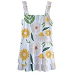 Flowers on a white background pattern                                                                  Kids  Layered Skirt Swimsuit