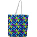 Colorful stars pattern                                                                 Full Print Rope Handle Tote (Large)
