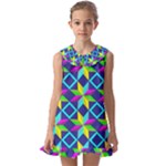 Colorful stars pattern                                                            Kids  Pilgrim Collar Ruffle Hem Dress