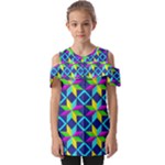 Colorful stars pattern                                                           Fold Over Open Sleeve Top