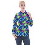 Colorful stars pattern                                                                    Women s Long Sleeve Pocket Shirt