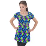 Colorful stars pattern                                                                    Puff Sleeve Tunic Top