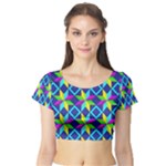 Colorful stars pattern                                                                     Short Sleeve Crop Top