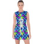 Colorful stars pattern                                                                        Lace Up Front Bodycon Dress