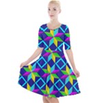 Colorful stars pattern                                                                        Quarter Sleeve A-Line Dress