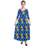 Colorful stars pattern                                                                       Quarter Sleeve Maxi Velour Dress
