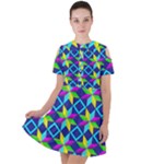 Colorful stars pattern                                                                    Short Sleeve Shoulder Cut Out Dress