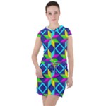 Colorful stars pattern                                                                                    Drawstring Hooded Dress
